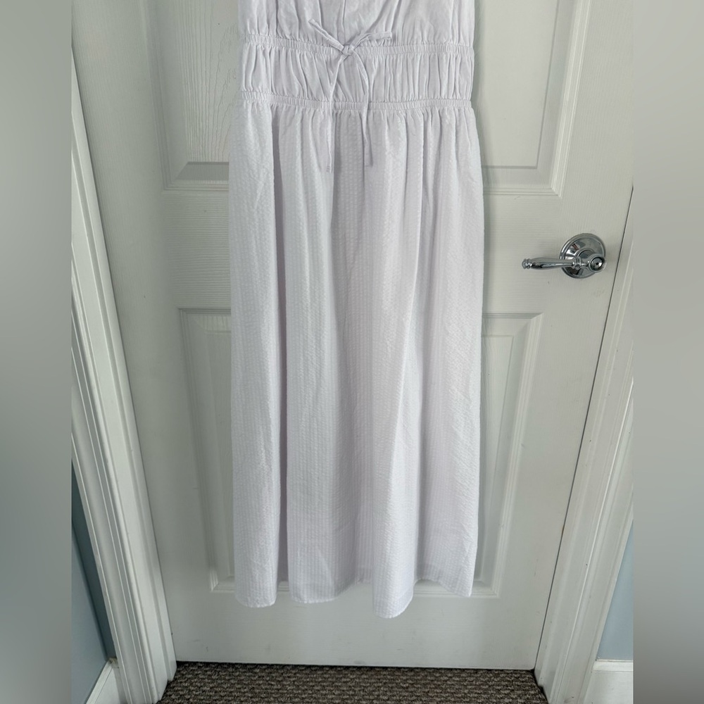 NWT SO white dress Seersucker midi flutter sleeve milkmaid dress size medium - Picture 4 of 16